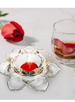 Excefore Lotus Candle Holders, Crystal Tealight Candle Holders, Decorative Candlestick Stands, Glass Candlestick Decor  for Home Dinner, Wedding Party 4Pcs  - Image 3
