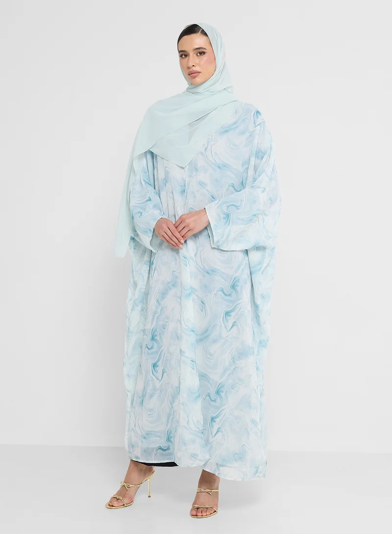 Khizana Marble Print Abaya