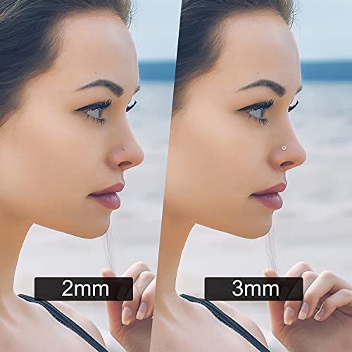 Cocharm G23 Titanium 20g Nose Jewelry, Clear CZ Nose Ring Stud - Image 5