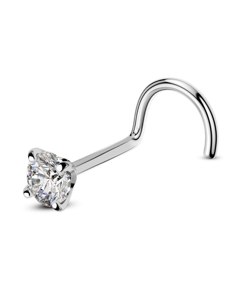 Cocharm G23 Titanium 20g Nose Jewelry, Clear CZ Nose Ring Stud - Image 1