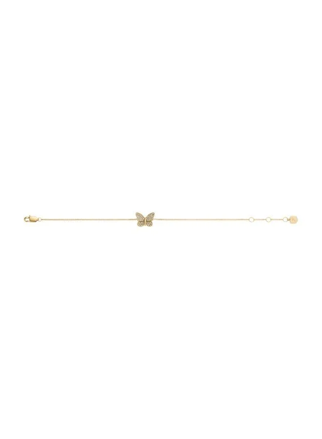 FOSSIL Butterfly Gold-Tone Stainless Steel Station Bracelet