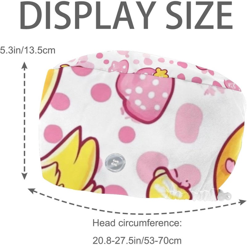 Women and Men's Surgical Cap 4 Packs Rabbit and Flowers Working Hat One Size - Image 2