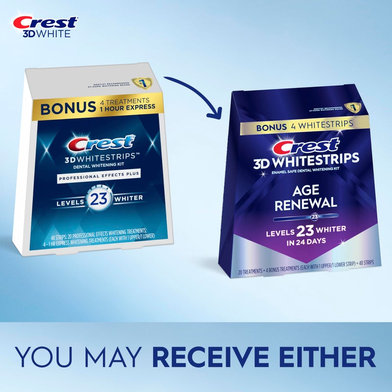 Crest 3D Whitestrips Age Renewal â€“ Teeth Whitening Kit, 24 Treatments (20 + 4 Bonus), Each with 1 Upper/1Lower, 48 Strips â€“ Crest 3DWhite Teeth Whitening Strips - Image 2