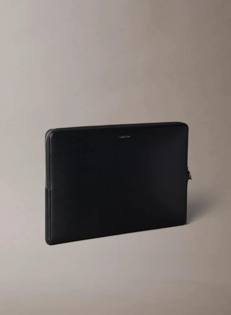 Calvin Klein Black Emblem Plaque Zip Laptop Pouch for Men | Best Price UAE