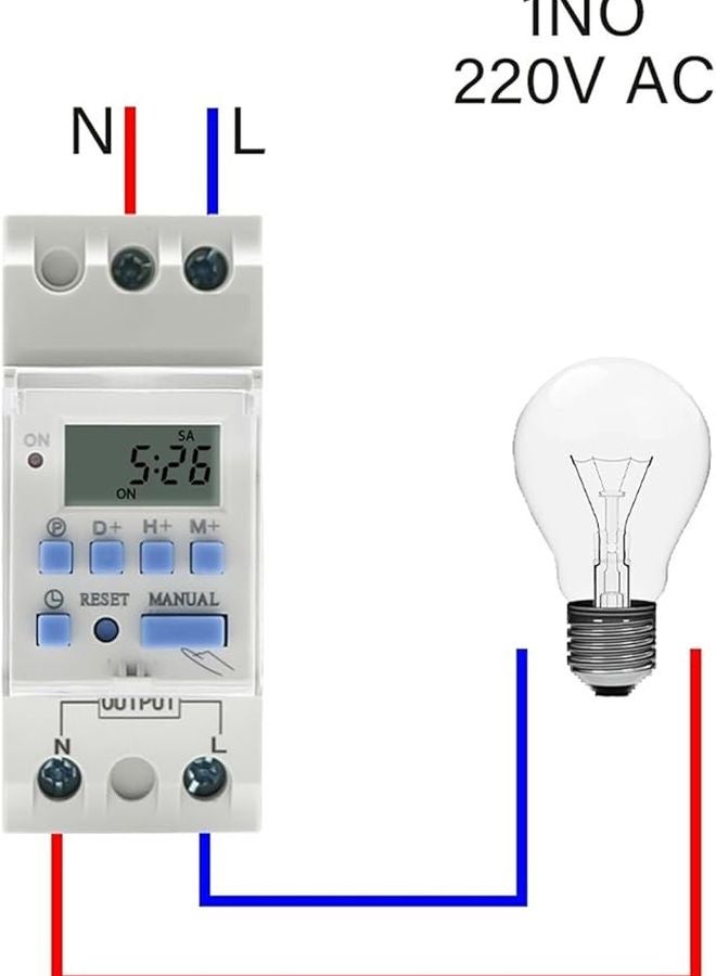 30A Digital Timer Switch Programmable 7 Days 220V AC 1NO Din Rail Relay Control - Image 3