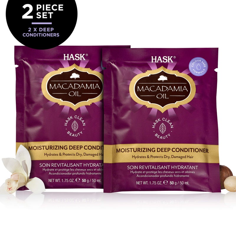HASK MACADAMIA Moisturizing Deep Conditioner Treatments for all hair types, color safe, gluten free, sulfate free, paraben free - Pack of 2 - Image 2