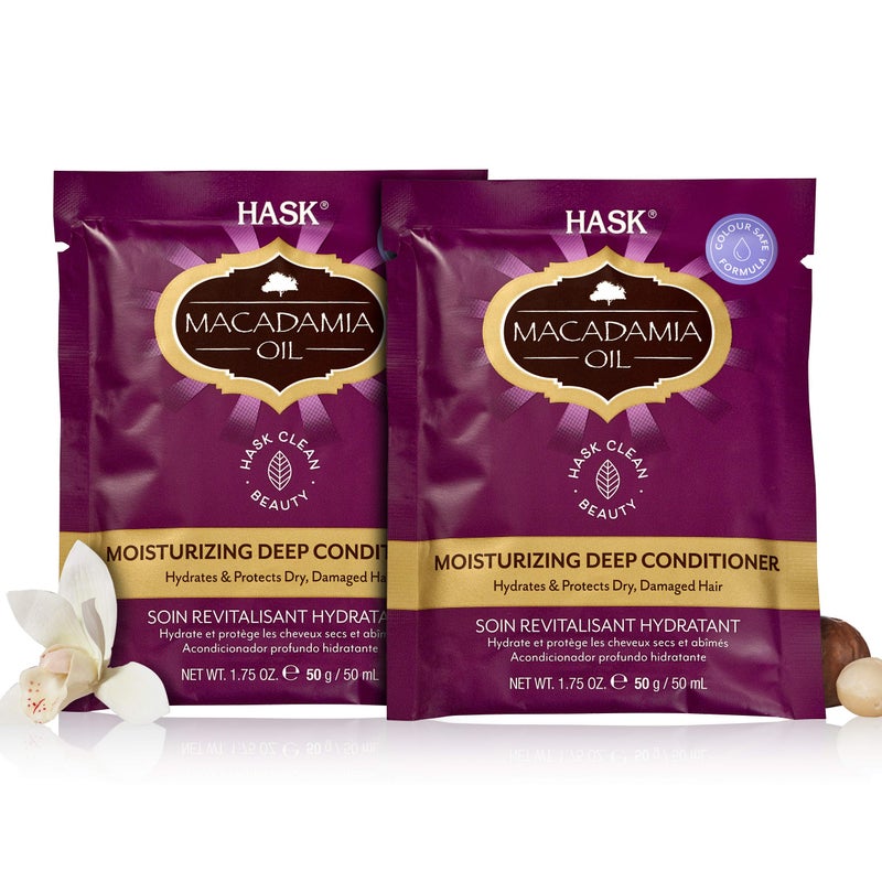 HASK MACADAMIA Moisturizing Deep Conditioner Treatments for all hair types, color safe, gluten free, sulfate free, paraben free - Pack of 2 - Image 1