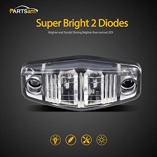 Partsam 6Pcs Mini Oval 2.5 Inch LED Light 2 Diode Clear Lens Amber Universal Mount Side Marker Trailer Lights, Sealed Mini oval led side fender lights Trailer Truck Surface Mount Waterproof - Image 2
