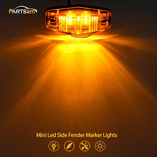 Partsam 6Pcs Mini Oval 2.5 Inch LED Light 2 Diode Clear Lens Amber Universal Mount Side Marker Trailer Lights, Sealed Mini oval led side fender lights Trailer Truck Surface Mount Waterproof - Image 3