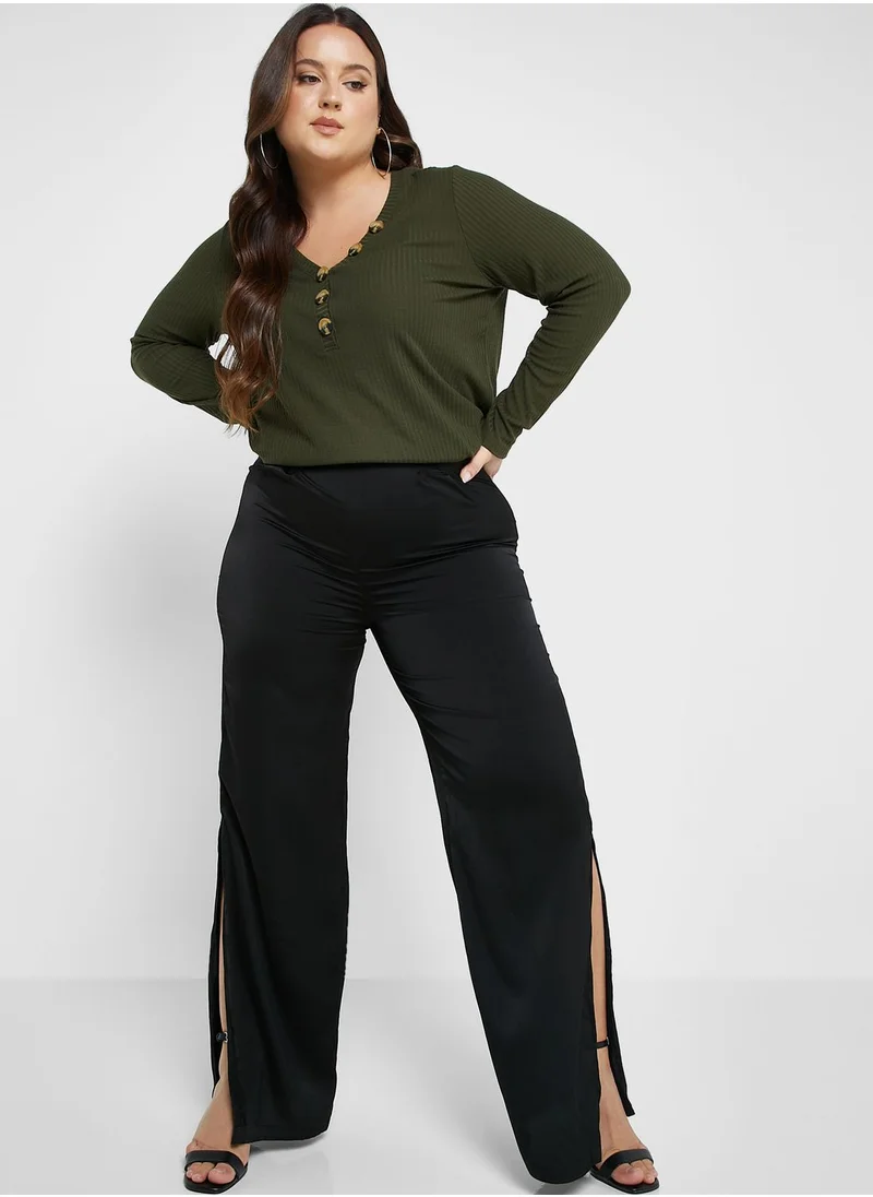 Ella Plus Pintuck Detail High Waist Pants