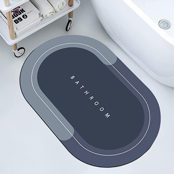 3 PIECES (3.5MM) WATER SOAKING BATHROOM PRINT DOOR MAT, WATER ABSORBENT MAT (40X60CM) BLUE