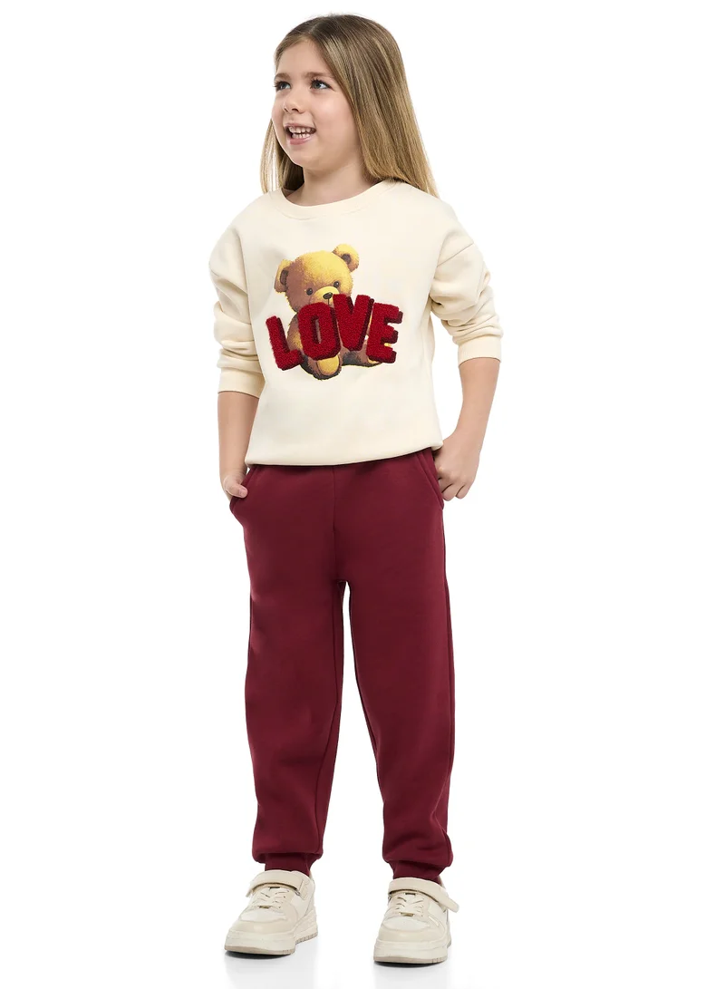 victor and jane Girls Teddy Love Fleece Tracksuit – 2-Piece Set