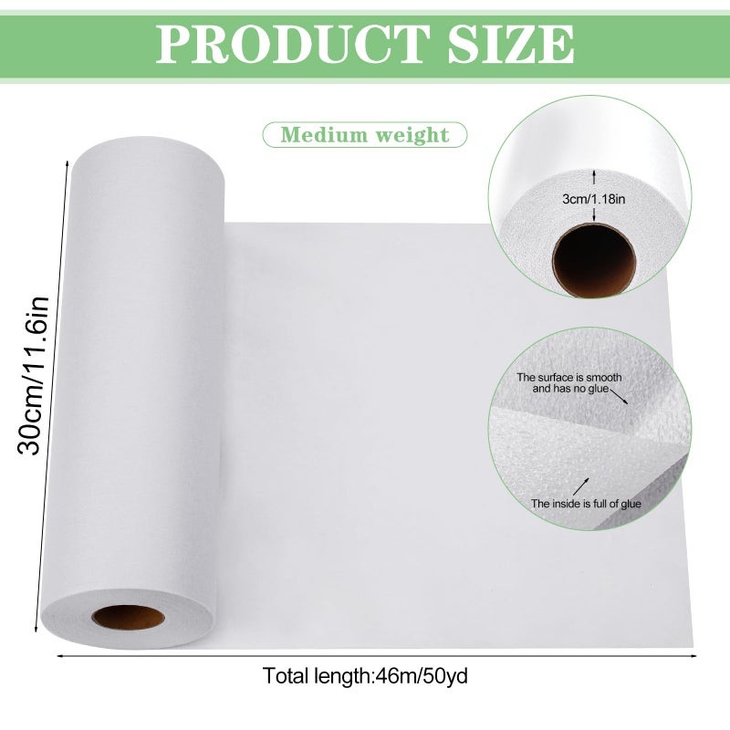 JUPEAN Medium Weight 11.6" x 50 yd White Fusible Interfacing for Sewing: Iron On Non-Woven Fusible Interfacing One-Sided Interfacing Fabric for Sewing DIY Craft Quilting - Image 2