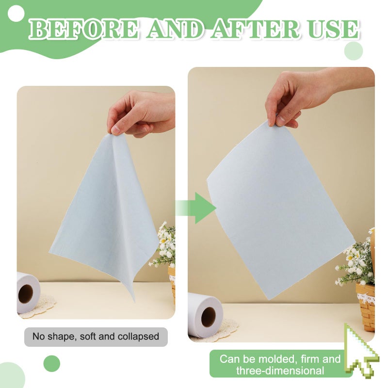 JUPEAN Medium Weight 11.6" x 50 yd White Fusible Interfacing for Sewing: Iron On Non-Woven Fusible Interfacing One-Sided Interfacing Fabric for Sewing DIY Craft Quilting - Image 4