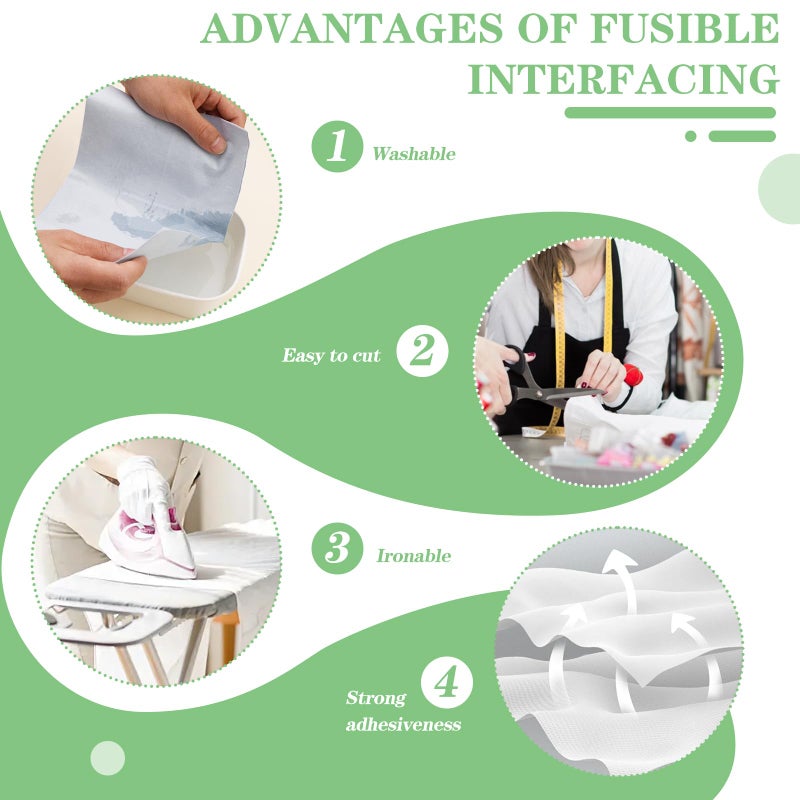 JUPEAN Medium Weight 11.6" x 50 yd White Fusible Interfacing for Sewing: Iron On Non-Woven Fusible Interfacing One-Sided Interfacing Fabric for Sewing DIY Craft Quilting - Image 3