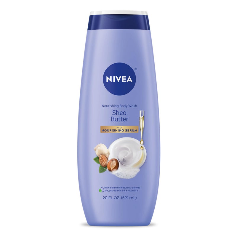 NIVEA Nourishing Shea Butter Body Wash with Nourishing Serum Moisturizing Body Wash for Women Enriched Provitamin B5 and Vitamin E 20 Fl Oz Bottle