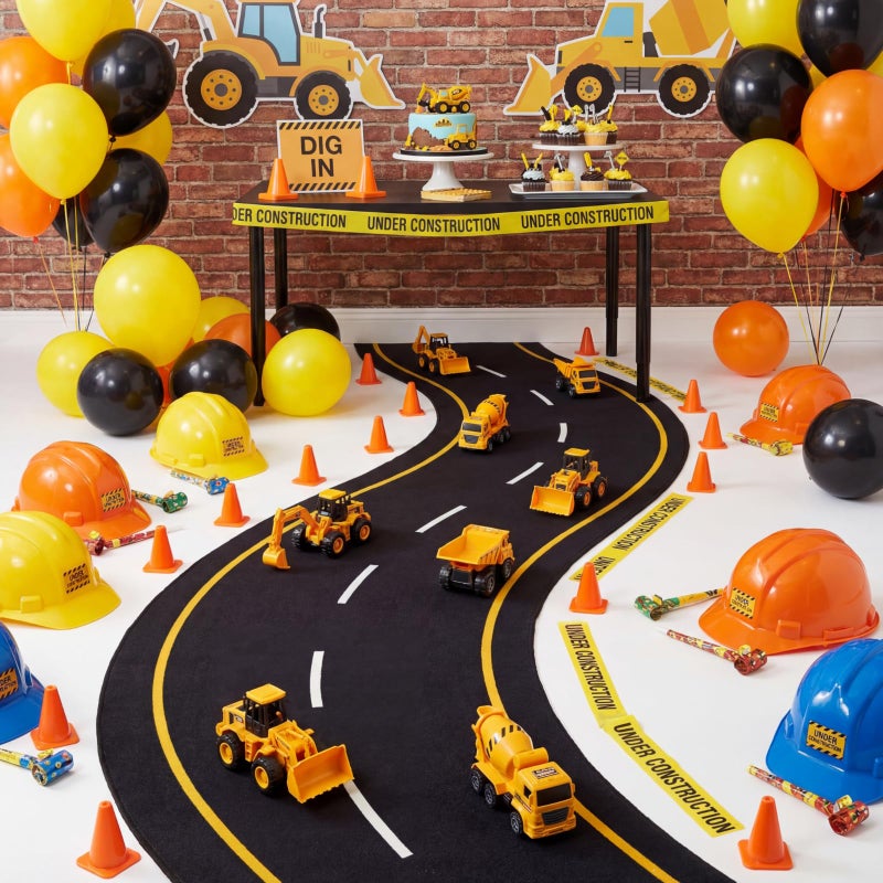 Tinideya Racing Car Party Decorations 3x9.8 Ft/Racetrack Floor Runner Polyester Race Cars Road Mat Floor Racing Running Mat Polyester Aisle Runner Carpet for Two Fast Birthday (Yellow Lines) - Image 4