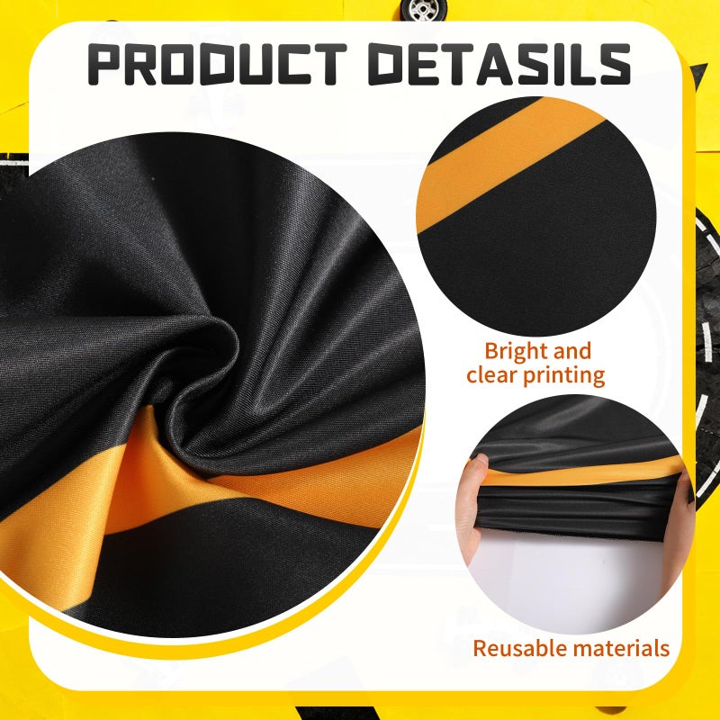 Tinideya Racing Car Party Decorations 3x9.8 Ft/Racetrack Floor Runner Polyester Race Cars Road Mat Floor Racing Running Mat Polyester Aisle Runner Carpet for Two Fast Birthday (Yellow Lines) - Image 3