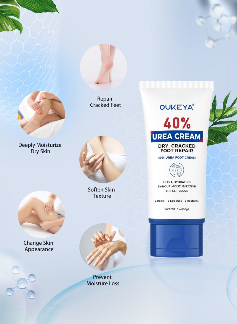 OUKEYA Urea Cream Deep Moisturizing for Foot Maximum Strength Hand Cream for Dry Skin Softens Rough Cuticles and Relieves Dryness on Heels, Knees, Elbows, and Hands - Image 4