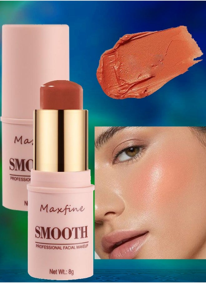 Maxfine - Smooth Facial Blush Stick 3 in 1 Multi Stick for Lipstick Blush and Eyeshadow Professional Facial Makeup Multi Stick for Lips Cheeks and Eyes Long Lasting Blusher Tinted Moisture Stick 05 - Image 1