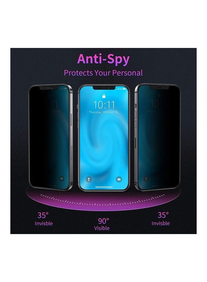 واقي شاشة من الزجاج المقوى خماسي الأبعاد مضاد للتجسس ومقاوم للتجسس لهاتف آيفون 13/13 برو ، أسود - Image 2
