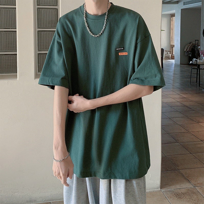 American Style Retro Round Neck Short-sleeved T-shirt Men's Summer oversize Trendy Label Loose All-match Casual Half-sleeved T-shirt - Image 5