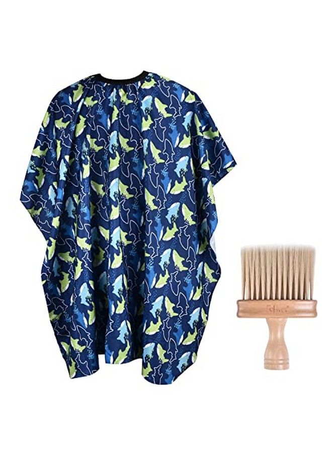 FaHaner Kids Haircut Cape And Baber Neck Duster Brush Set Professional Kids Baber Cape 47 39 Inch With Adjustable Snap Closure Extra Long Cape Dolphin Haircut Apron For Kids - Image 2
