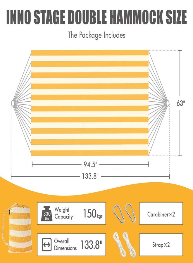 INNO STAGE Brazilian Double Hammocks - Woven Hammock Two Person Hanging Camping Bed for Patio, Backyard, Porch, Outdoor and Indoor Use - Soft Canvas Hammock with Portable Carrying Bag Yellow - Image 2