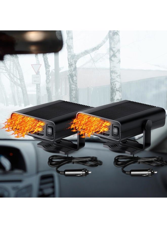 Datanly 2 Pcs 12V 150W Portable Car Heater 2 in 1 Heater and Cooling Fan Heater Windshield Defogger Auto Car Defroster Windshield Heater in Cigarette Lighter with 360° Rotary Base for Cars(Black) - Image 1