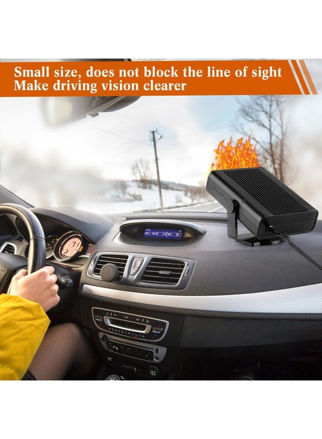 Datanly 2 Pcs 12V 150W Portable Car Heater 2 in 1 Heater and Cooling Fan Heater Windshield Defogger Auto Car Defroster Windshield Heater in Cigarette Lighter with 360° Rotary Base for Cars(Black) - Image 5