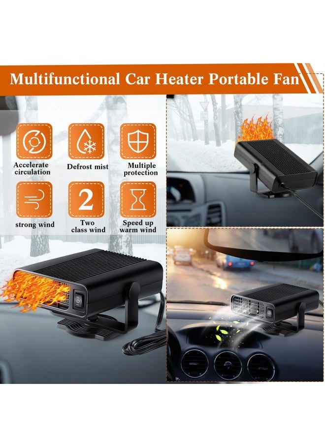 Datanly 2 Pcs 12V 150W Portable Car Heater 2 in 1 Heater and Cooling Fan Heater Windshield Defogger Auto Car Defroster Windshield Heater in Cigarette Lighter with 360° Rotary Base for Cars(Black) - Image 4