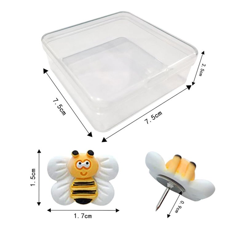 25pcs Bee Shape Thumb Tacks Push Pins with Resin Head for Corkboard Office Desk Wall - Image 3