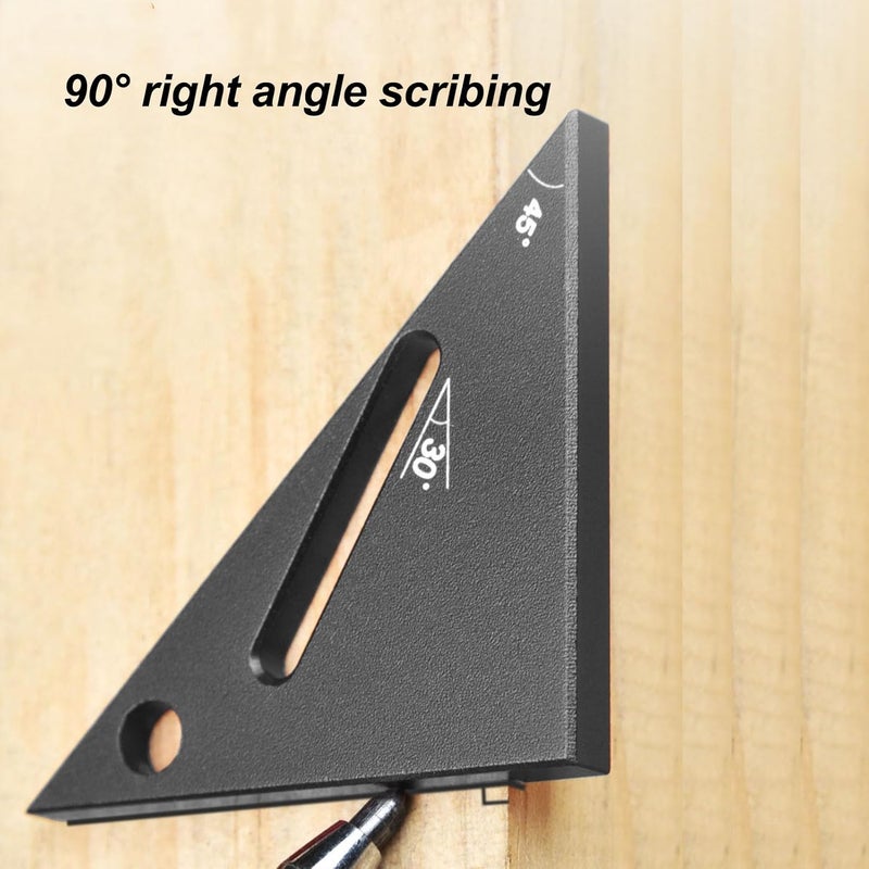 Woodworking Triangle Ruler Aluminum Alloy Carpenter Measurement Tool 90 45 30 Degree - Thickened Aluminum Alloy, Multi - Angle Precision, Ideal for Woodworking and Carpentry (Black) - Image 5