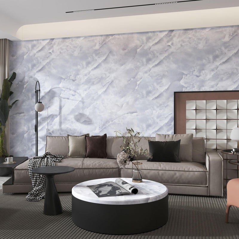 Boobest Extra Wide White Marble Contact Paper 31.5"x354.3" Glossy Marble Wallpaper Peel and Stick Marble Sticker Countertop Self Adhesive Covering Waterproof Kitchen Counter Decorative Vinyl Wrap - Image 1