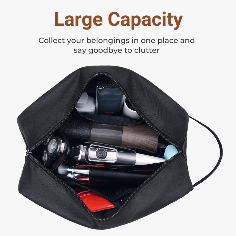 Elviros Travel Toiletry Bag for Women and Men,Lightweight Makeup Bag Hanging Dopp Kit with Shaving Compartment Cosmetic Organizer Large Tool Bag Travel Essentials,Gifts for Men(Large,Black) - Image 2