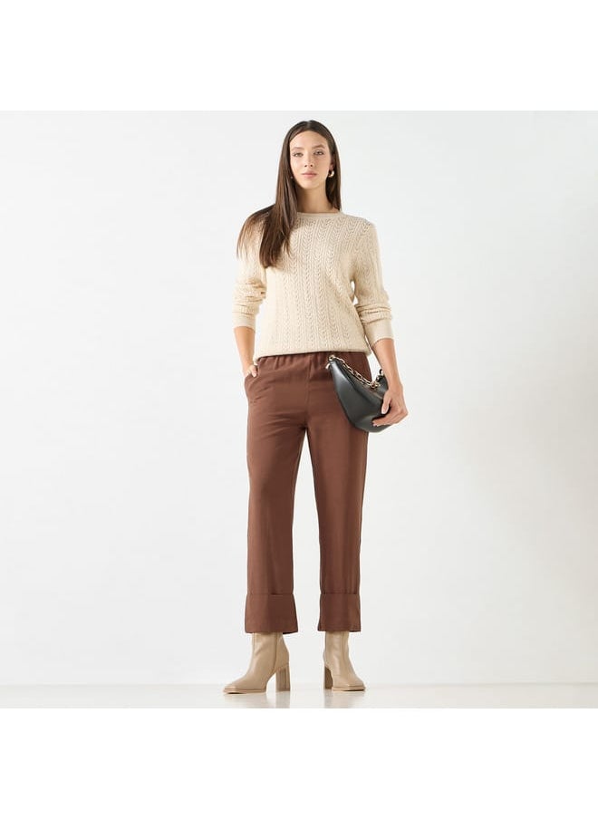 Iconic Iconic Textured Sweater with Round Neck and Long Sleeves  - Image 2