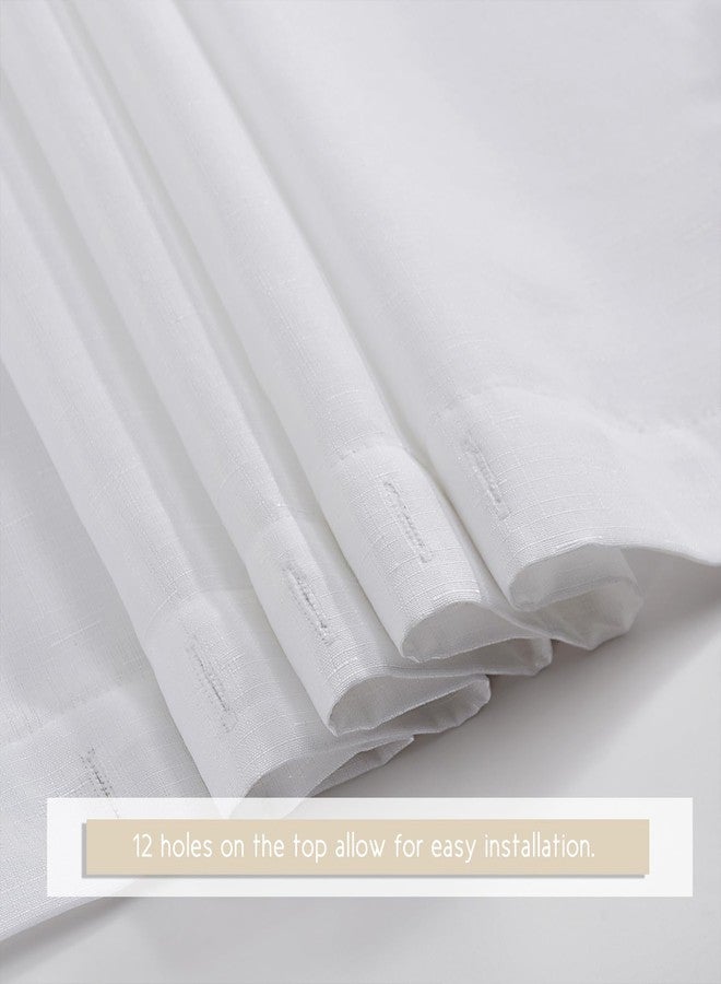 Hi -G HIG Chic Scallop Edge Shower Curtain - Modern Decorative Coastal Bathroom Curtain for Home Decor, White and Camel Elegant Minimalist Textured Cloth Bath Curtain, 72x72 Inch - Image 4