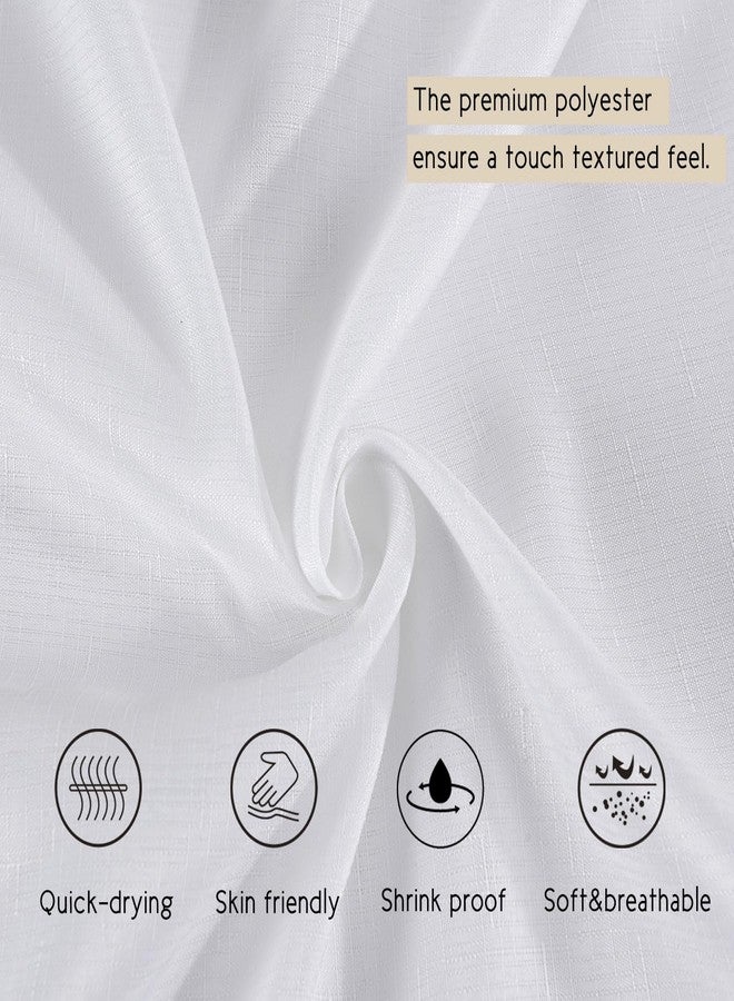 Hi -G HIG Chic Scallop Edge Shower Curtain - Modern Decorative Coastal Bathroom Curtain for Home Decor, White and Camel Elegant Minimalist Textured Cloth Bath Curtain, 72x72 Inch - Image 5
