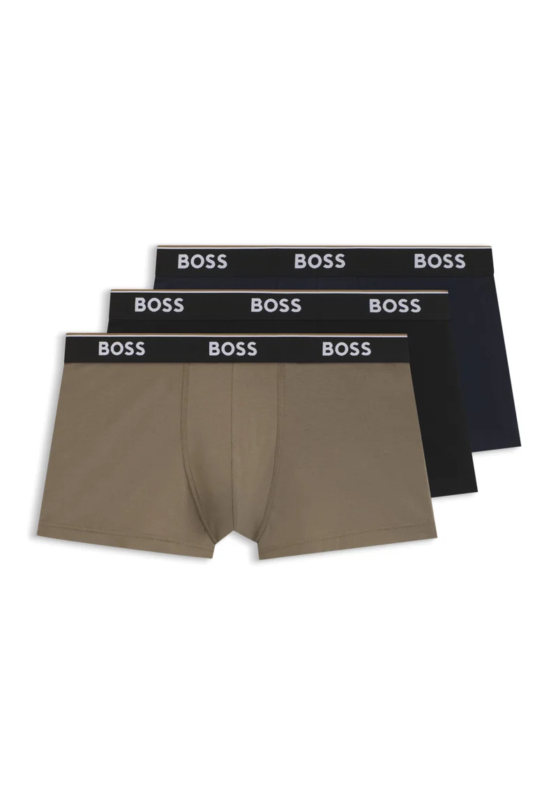 Three-pack of logo-waistband trunks in cotton