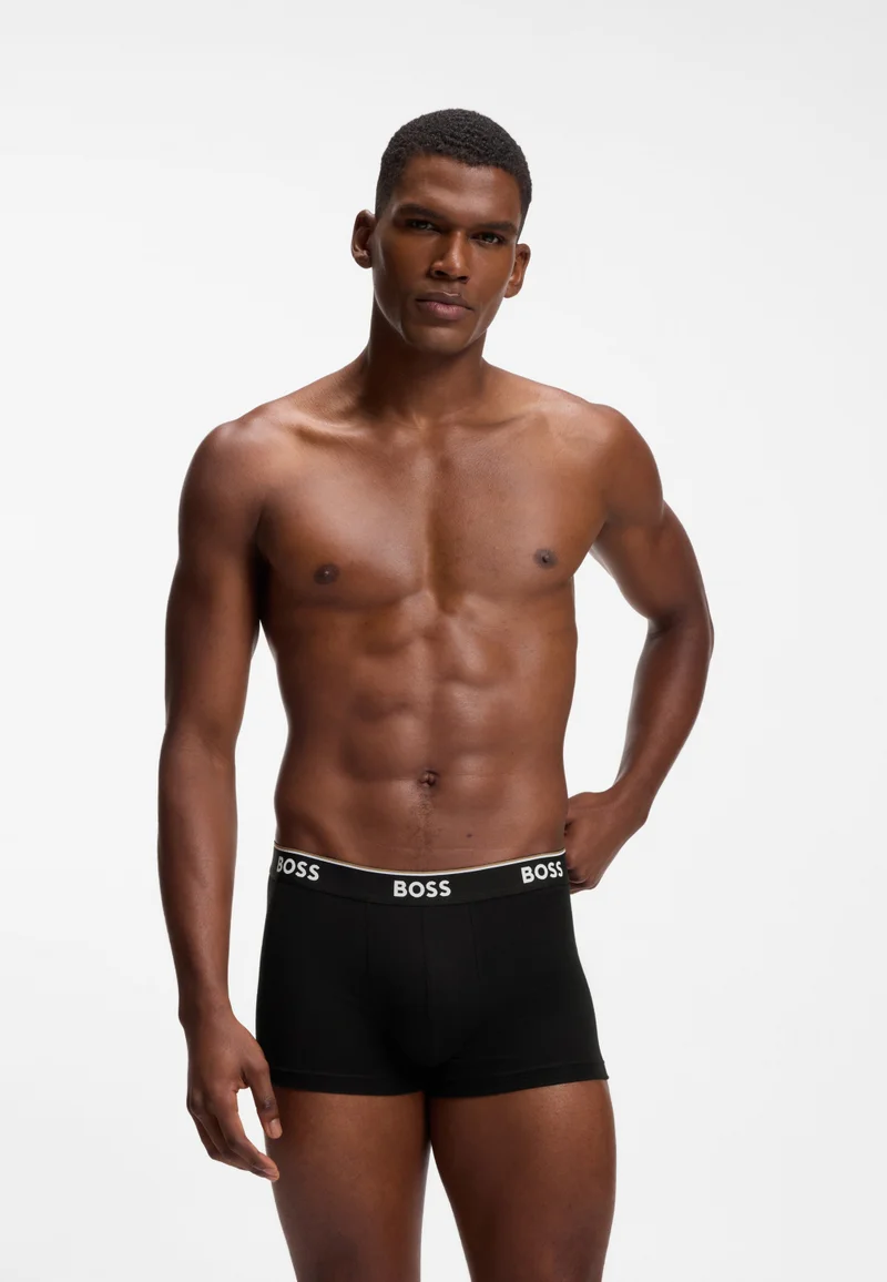 بوس Three-pack of logo-waistband trunks in cotton