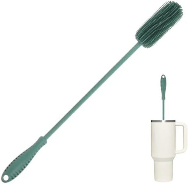 ddLUCK Silicone Bottle Cleaning Brush with Long Handle, Water Bottle Cleaner for Baby Bottles, Hydro Flask, Sports Bottle, Vase, Glassware, Perfect for Smaller Diameter Bottle Openings (Qty 1) (Long Grey) - Image 3