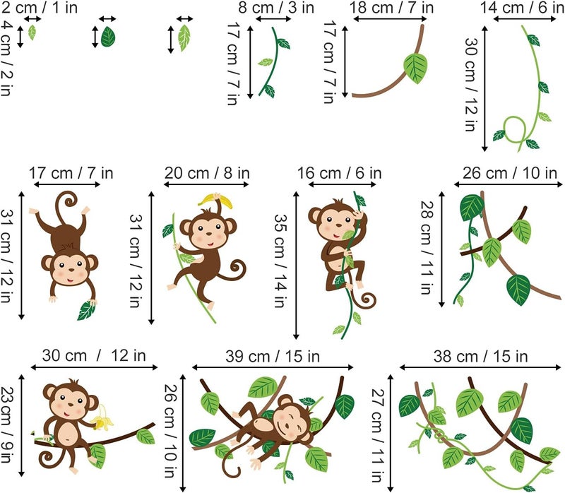 decalmile Monkey Climbing Tree Wall Decals Jungle Animals Wall Stickers Kids Room Baby Nursery Bedroom Wall Decor - Image 5