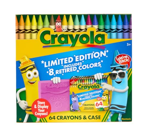 Crayola Crayon Box (64 Count), With Limited Edition Colors & Plastic Case, Arts & Crafts Coloring Supplies for Kids, Back to School Essentials, Ages 3+ - Image 1