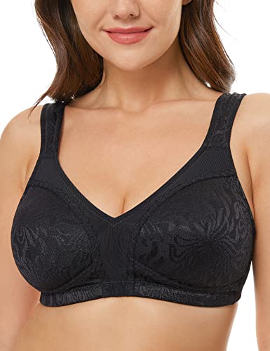 Wingslove Women's Full Coverage Non Padded Comfort Minimizer Wire-Free Bra Plus Size(Black,36B) - Image 1