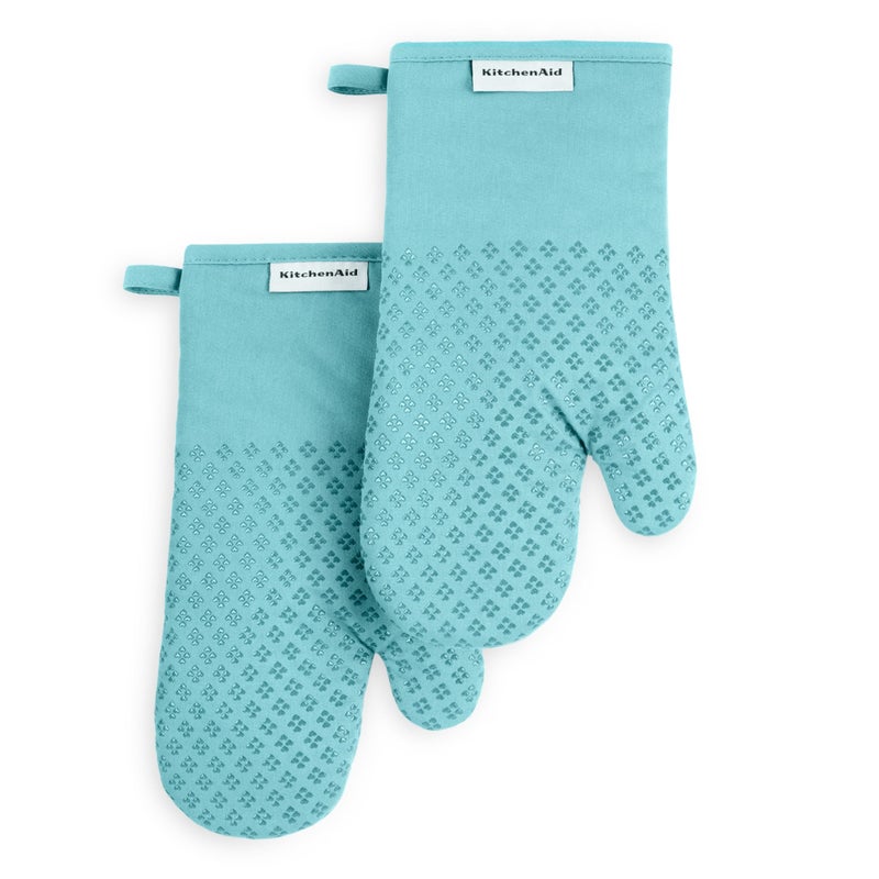 KitchenAid Asteroid Oven Mitt 2-Pack Set  Mineral Water Aqua  7""x12.5"" - Image 1