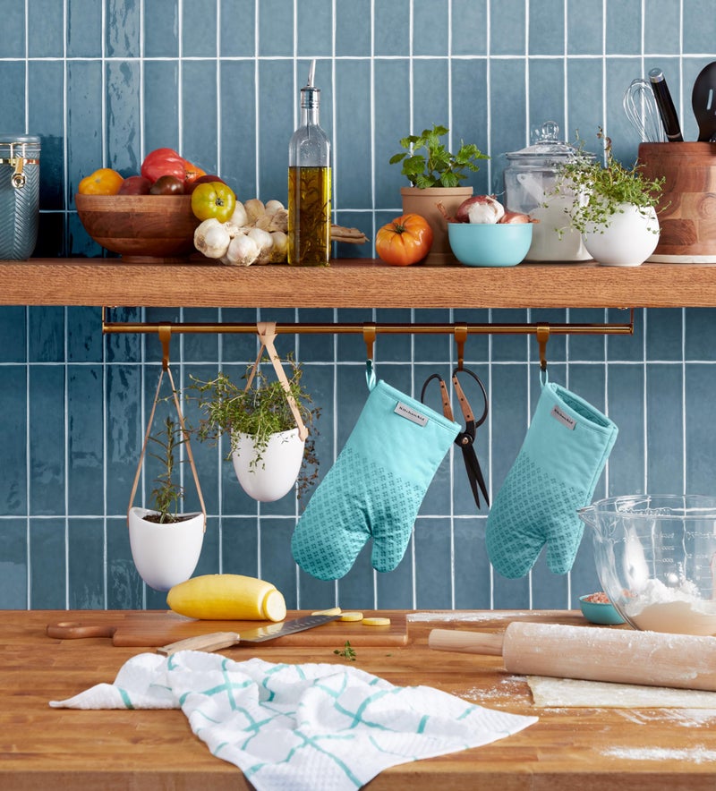 KitchenAid Asteroid Oven Mitt 2-Pack Set  Mineral Water Aqua  7""x12.5"" - Image 2