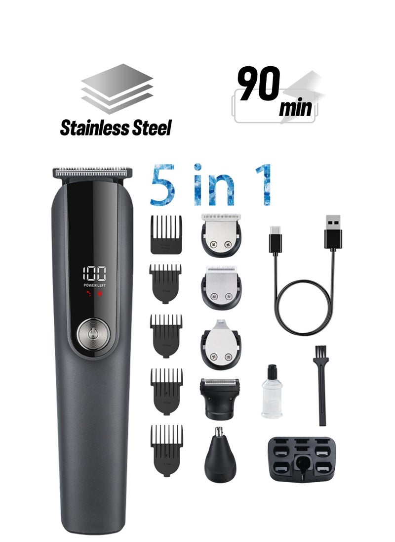 Luttec Cordless Professional Hair Clipper 5 in 1 Hair Trimmers Beard Trimmer ,Multifunctional Mens Grooming Kit for Beard Face Nose USB Rechargeable Electric Shaver Body Trimmer for Men with Storage Base  - Image 1