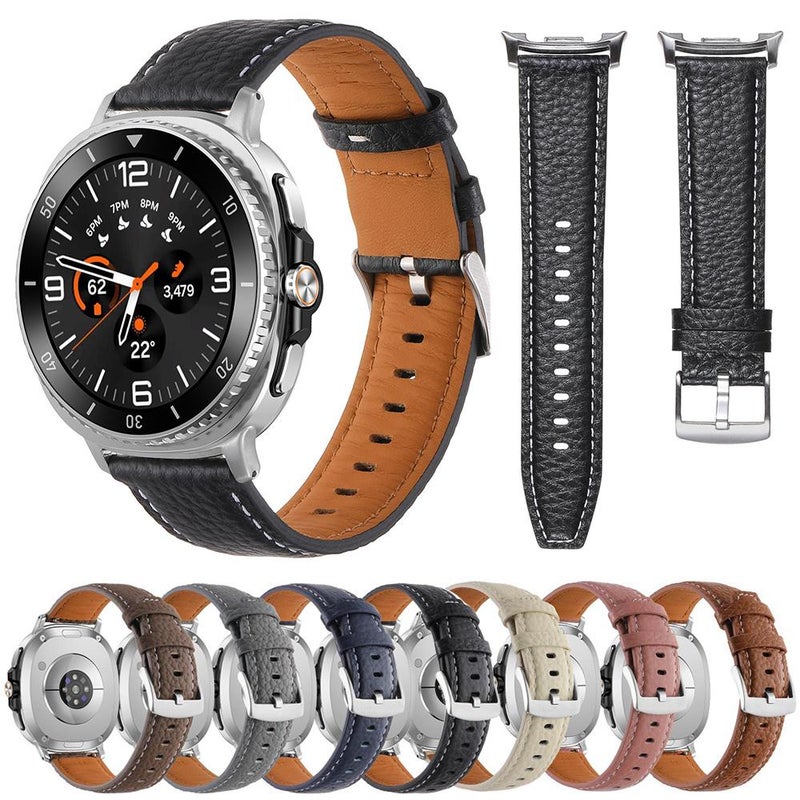 إيروريكس سوار ساعة سامسونج جالاكسي واتش 8 / واتش 8 الكلاسيكي المصنوع من الجلد الطبيعي (أسود) - Image 4