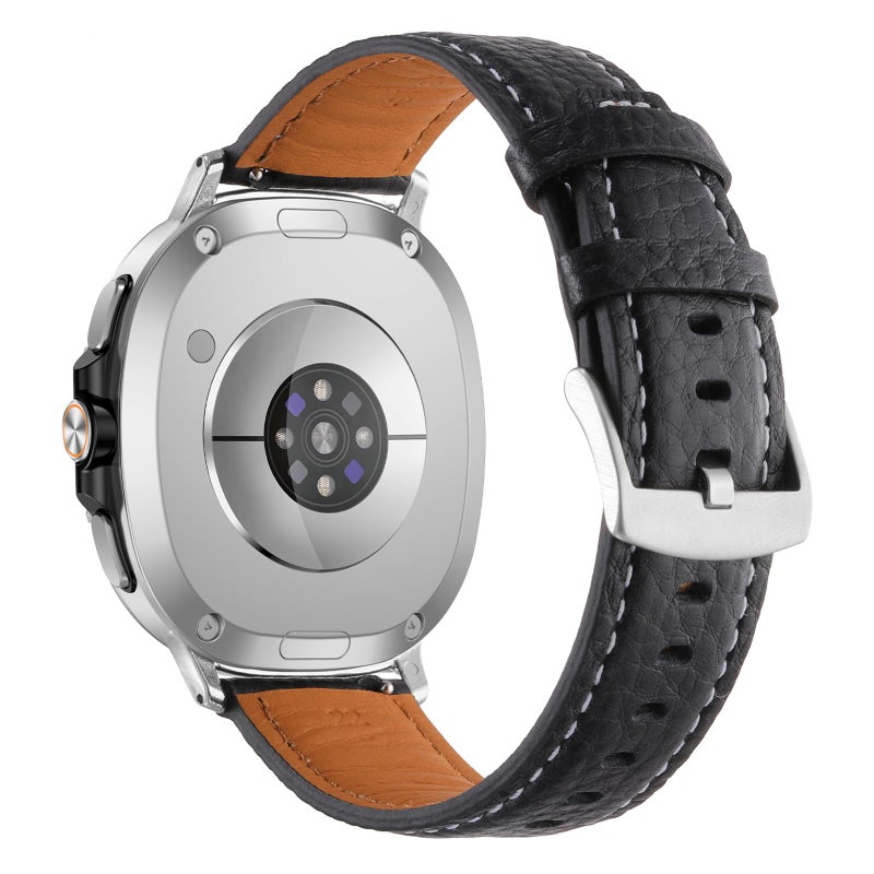 إيروريكس سوار ساعة سامسونج جالاكسي واتش 8 / واتش 8 الكلاسيكي المصنوع من الجلد الطبيعي (أسود) - Image 2