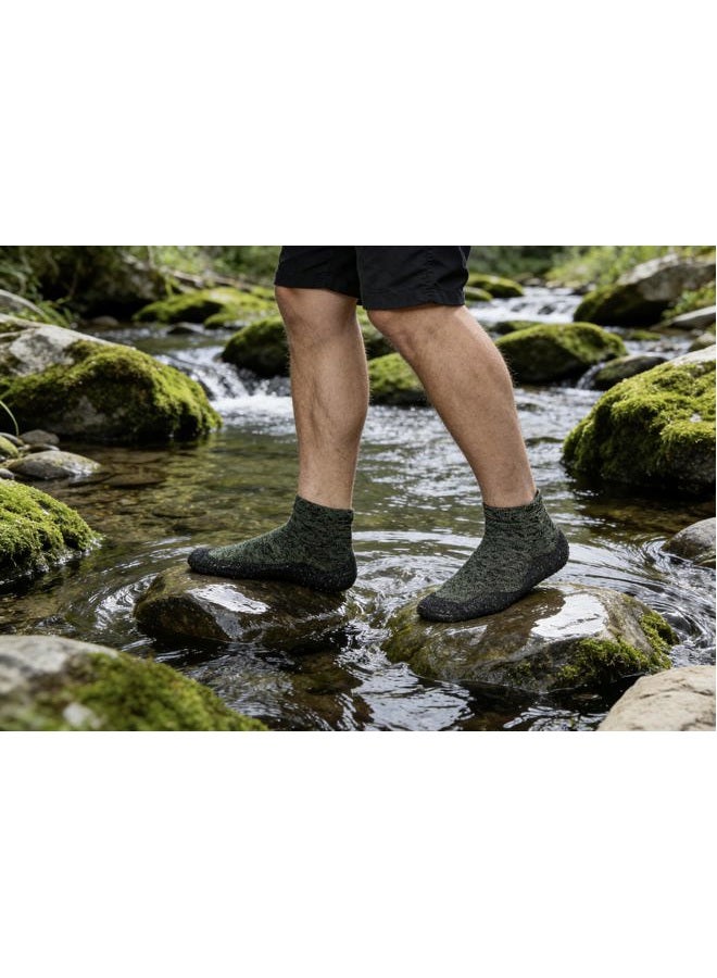 WHITIN Minimalist Barefoot Sock Shoes for Women and Men | Lightweight Eco-friendlier Water Shoes | Multi-Purpose & Ultra Portable, Green Black, 11 Women/10 Men - Image 2